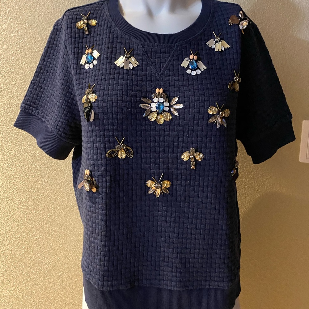 Jeweled Basketweave Pullover